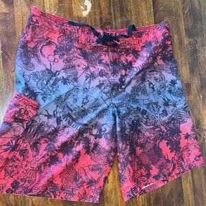 OP Red and Black Hybrid Shorts Vibrant Design